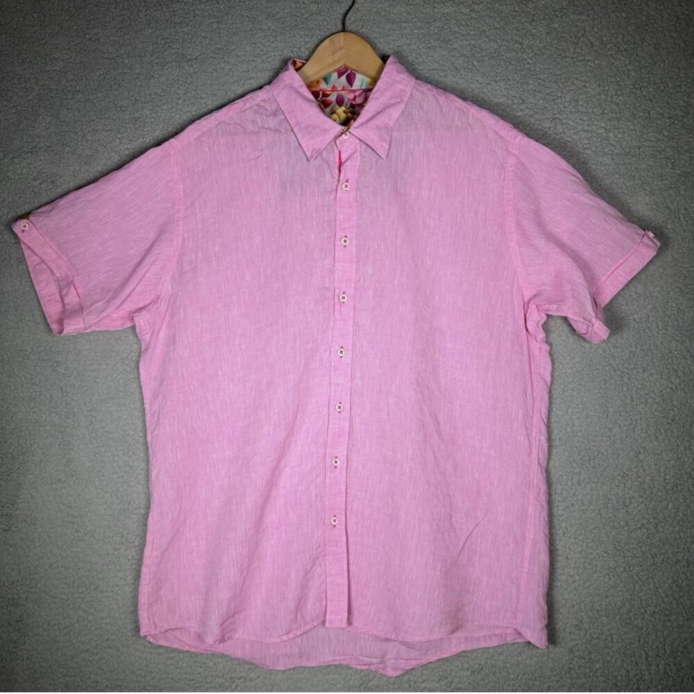 Claudio Lugli Couture Mens Shirt 100% Linen Pink Size XXL 45-46